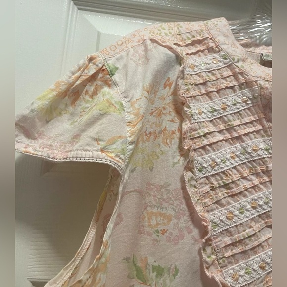 Floral Ruffle Blouse - Pink and Cream - Picture 3 of 7